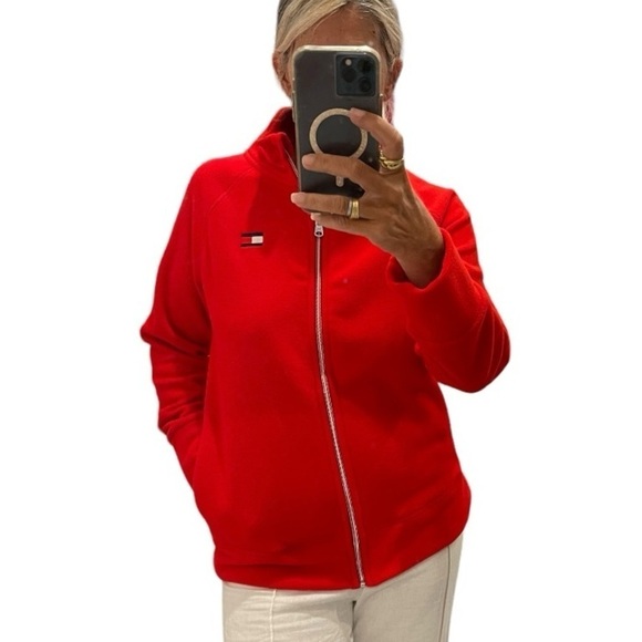 Tommy Hilfiget Red Fleece Zipper Down Jacket.Size L - Picture 3 of 15